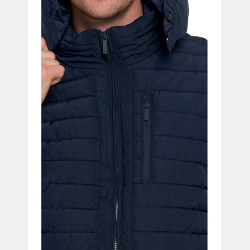 GRANATOWA pikowana MĘSKA KURTKA z odpinanym kapturem MORAJ